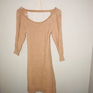 Lauren Conrad Peach Sweater Dress with Gold Trim